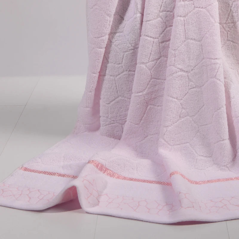 3pcs Towel Set for Adults Kids 100%Cotton Face Bath Washcloth, Blue Beach Towel, Water Cube Pattern, Bathroom Textile